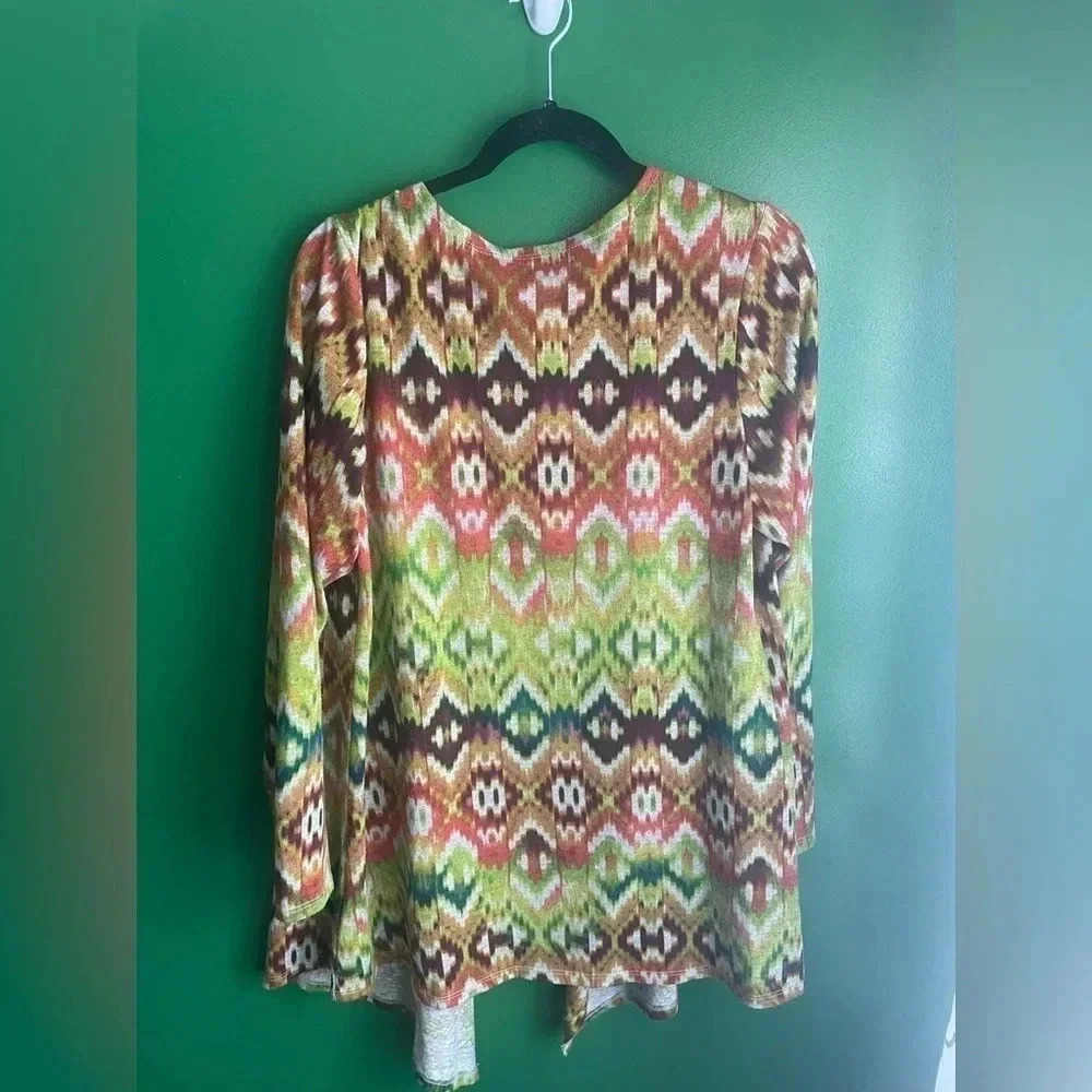 CLEARANCE!!! Emerald Cardigan Tribal Print Plus Size XL Boho Bohemian EUC‎ - Picture 4 of 4